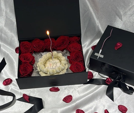 Premium Box - Roses and Burning Cake